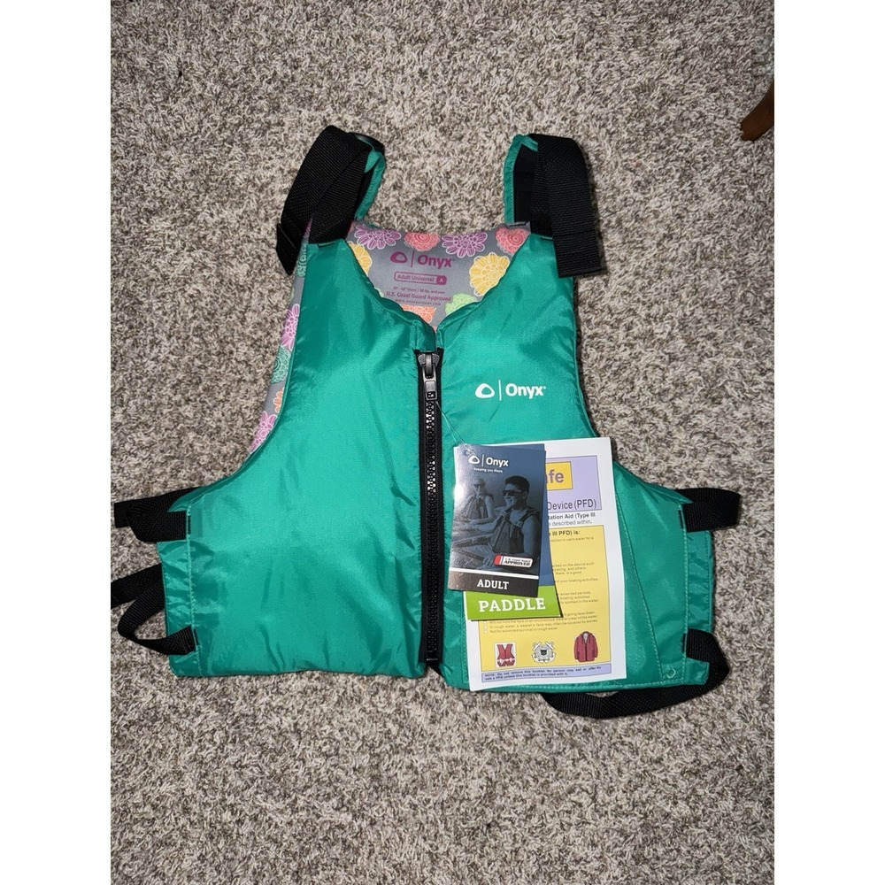 Onyx Paddle Life Jacket Vest Adult Universal Fits All Teal Green NEW WITH TAGS